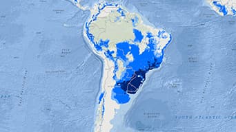 Multiple shades of blue aerial photo of South America