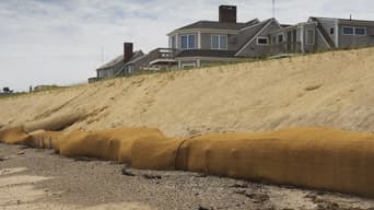 Image of sand bags being used as a barrier and support to shoreline erosion in Cape Cod