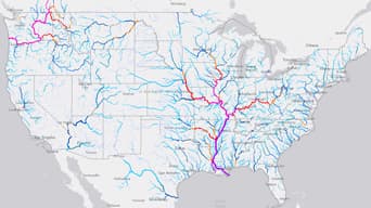 Data map of stream flow in America