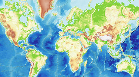 Colorful map of the world's oceans