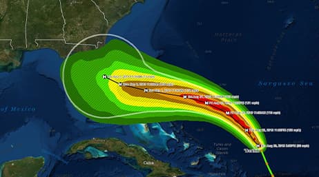 A weather map of a storm over Florida