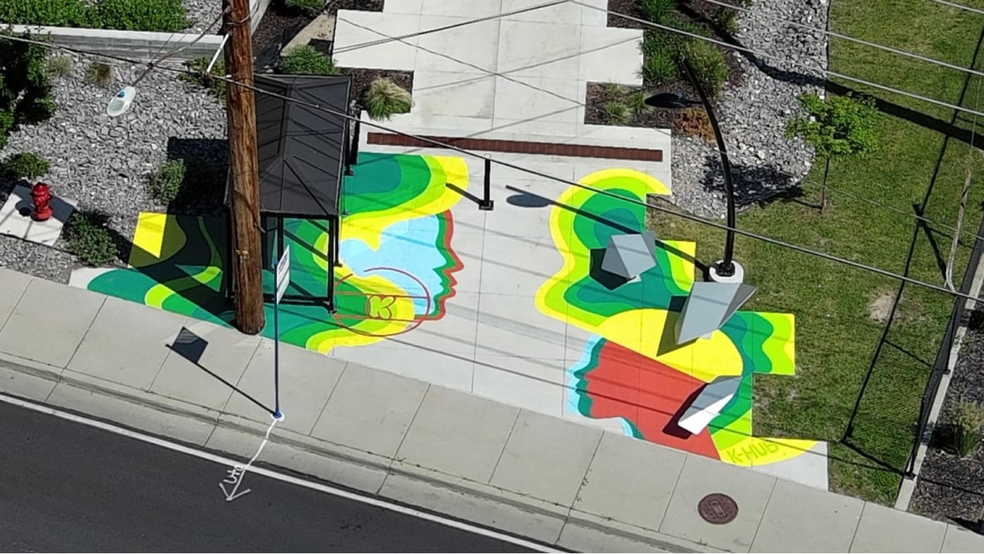 An aerial view of a new pedestrian walkway