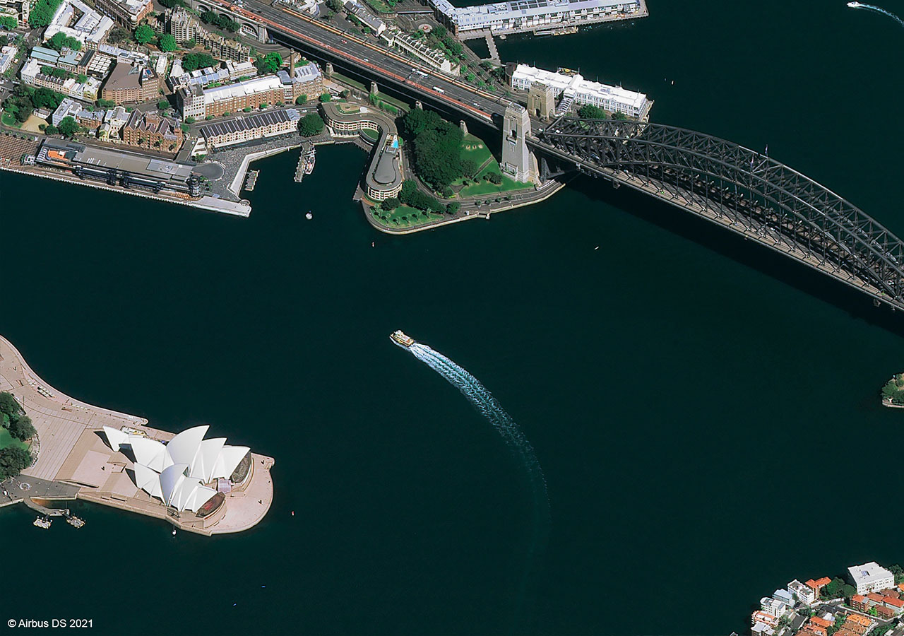 A native 30 cm Pléiades Neo image of Sydney, Australia, acquired on October 1, 2021, at a 50° incidence angle