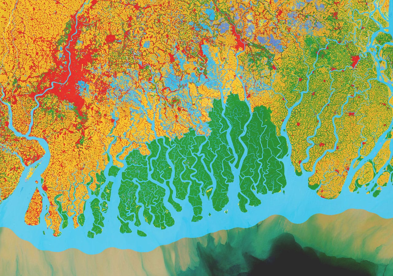 Land use classifications over the Sundarbans mangrove area in the Bay of Bengal