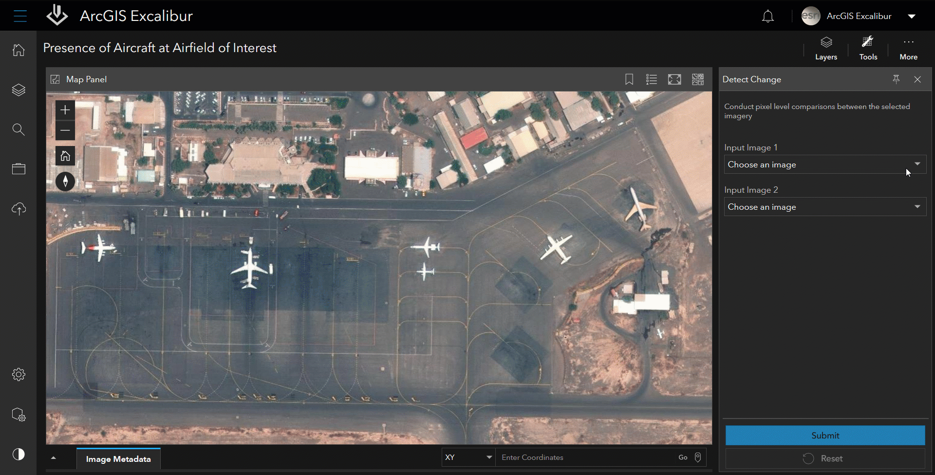GIF showing movement of airplanes on an airport tarmac opened in ArcGIS Excalibur for enhanced air traffic monitoring 