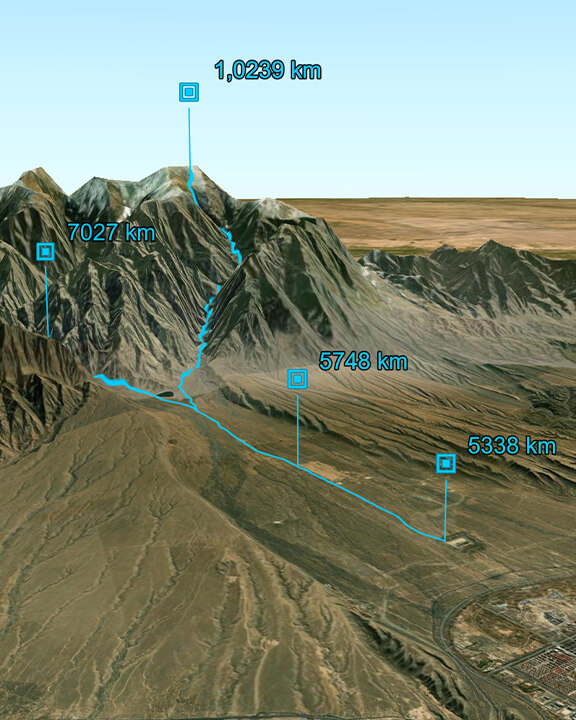 An inset digital map of an arid area with elevation data