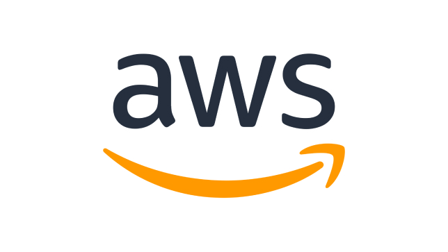 The letters AWS in black lettering with a curved orange arrow that points to the right under it