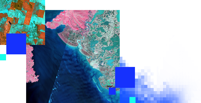 Immagine generata da computer di terra e oceano