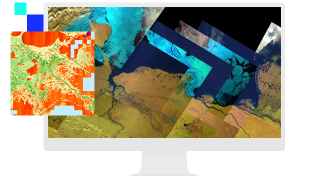 Monitor de equipo que muestra imágenes de satélite