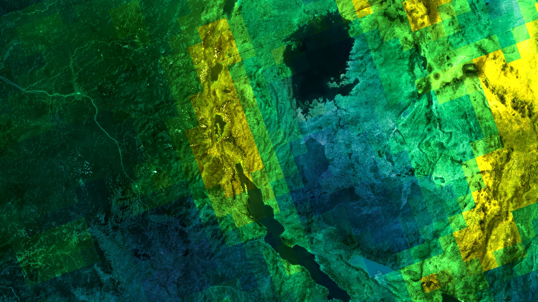 Mappa termica blu, verde e gialla