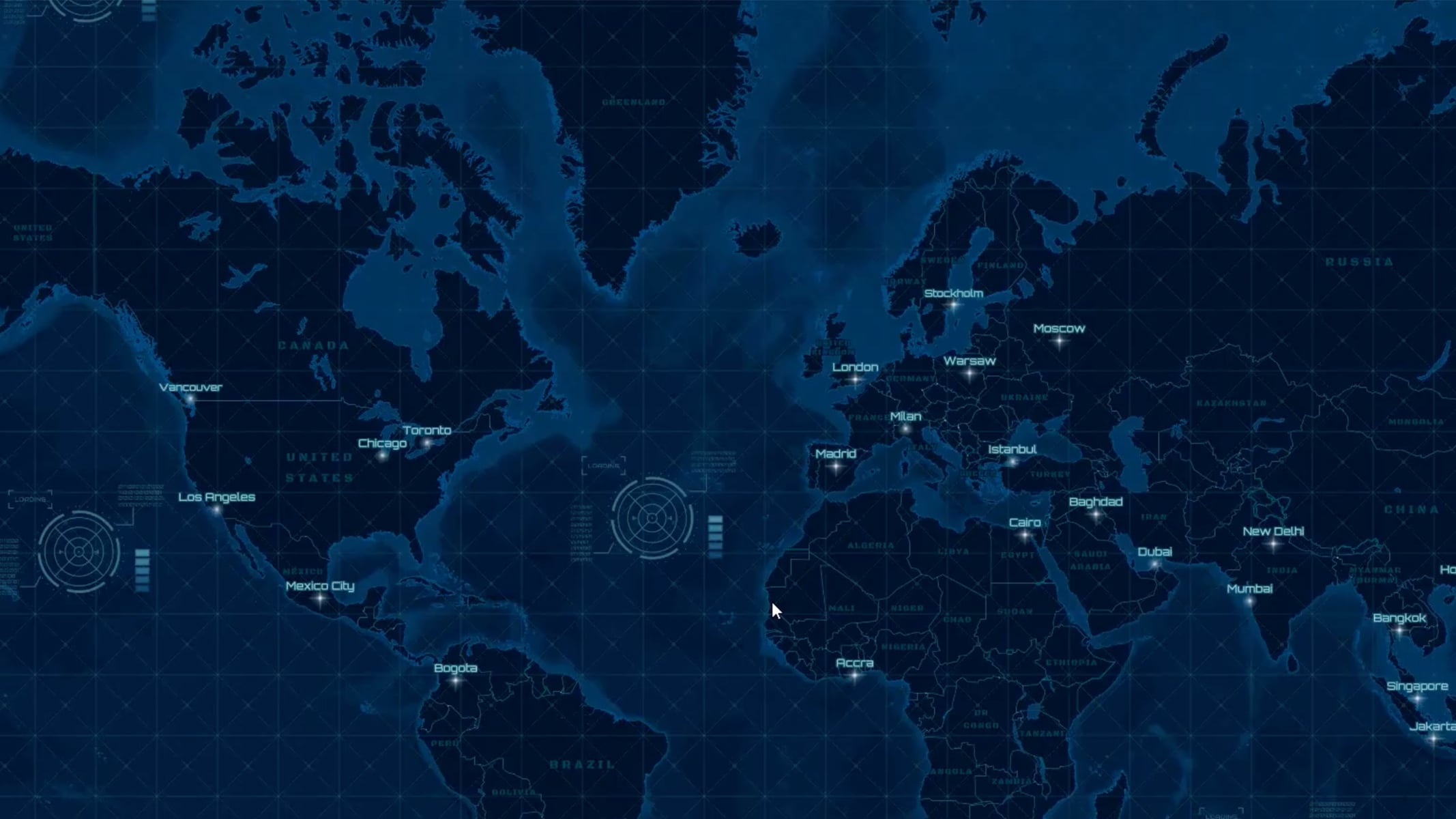 Mappa del mondo blu scuro