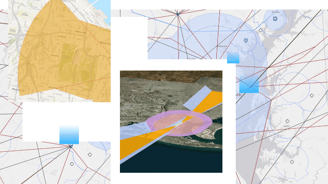 Collage of obstacle Identification surface and chart showing routes and airspaces