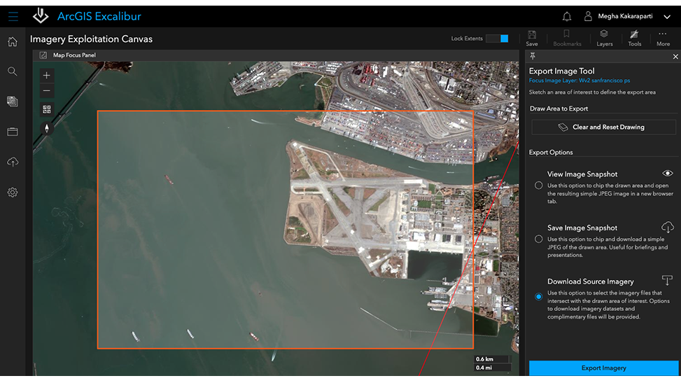 The export image tool in ArcGIS Excalibur
