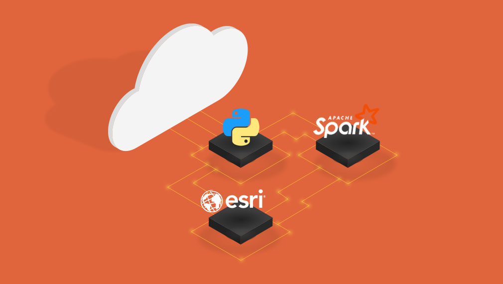 Diagrama en el que se muestra cómo pueden los usuarios acceder a los datos en la nube y ejecutar análisis espaciales en el entorno de Spark con Python