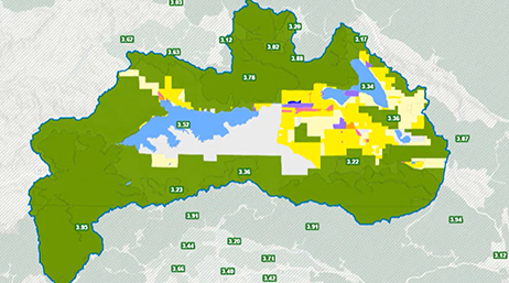 ArcGIS GeoPlanner en cours d’utilisation dans le cadre d’une analyse de l’adéquation de l’habitat grâce à une carte représentant les zones marquées pour la protection des ressources