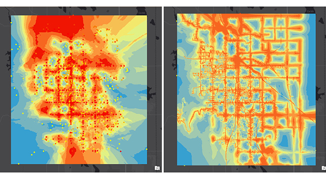 Two images of heat maps with data showcasing a prediction model 