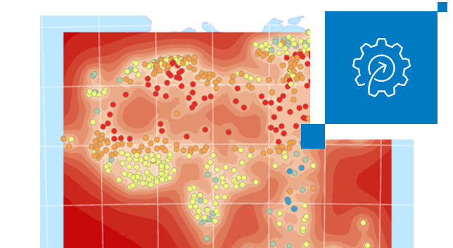 다양한 데이터 포인트가 표시된 공간 보간 모델