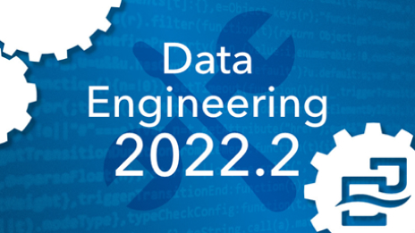 Graphic of white gears on a blue background with the words “Data Engineering 2022.2”