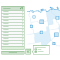 A stylized illustration of a mapping software display with a large map and a list of expandable data