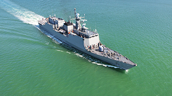 Navy fleet ship on the ocean