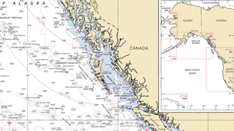 Nautical chart of Alaska and Canada