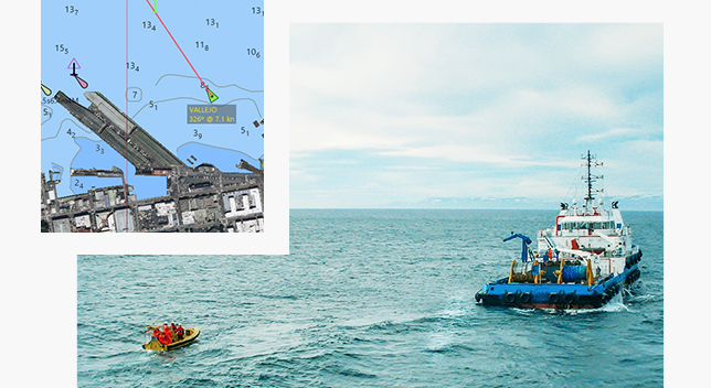 Vector chart and tow boat