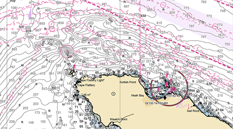 Carte marine de Noah Bay dans le comté de Clallam, Washington 