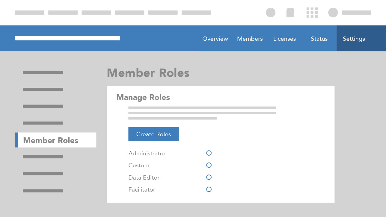 A graphic of the ArcGIS Online "turn on member roles" interface