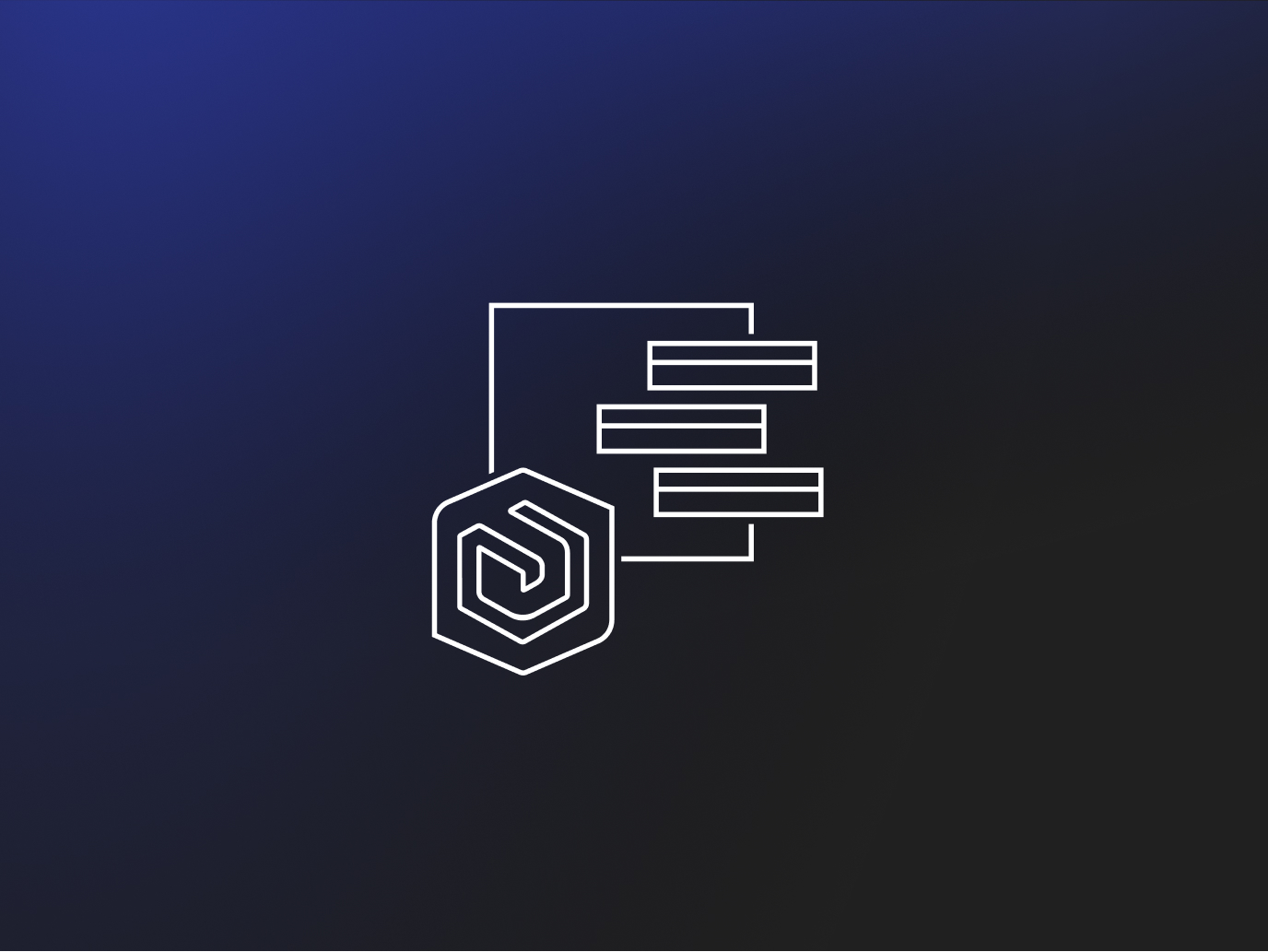 Line icon of connected systems and data layers, representing integration with ArcGIS Enterprise and scalable GIS infrastructure