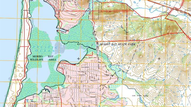 Mapa del Parque estatal de Morro Bay y del Área de conservación de Morro Bay 