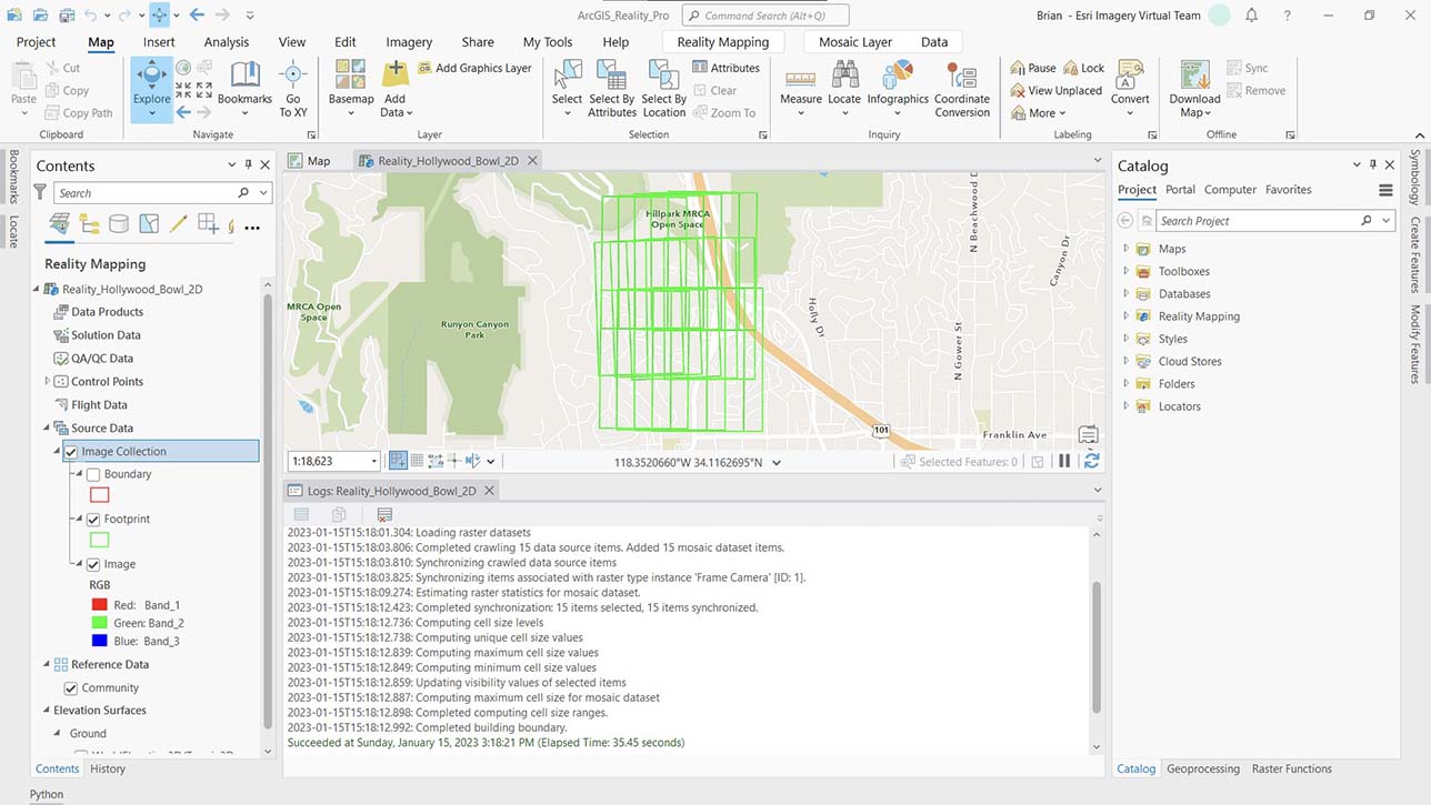 Screenshot of a map and text representing files being imported into the software