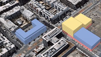 A digital twin of Mission Bay in San Francisco, California, with 3D renderings of new buildings