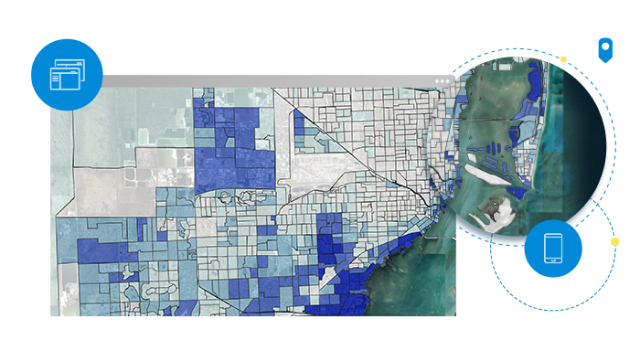 Plan de ville quadrillé avec des zones mises en évidence en bleu