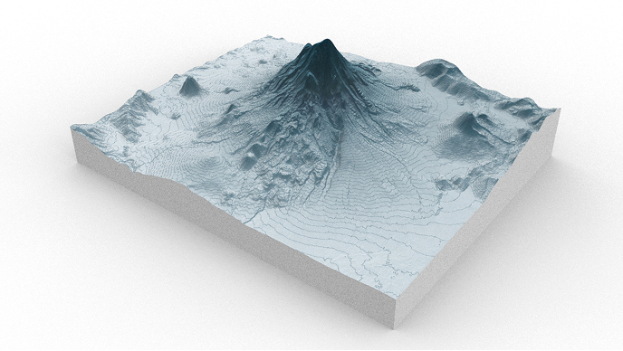 Detailed 3D landscape model displaying terrain contours and elevation changes from GIS data 