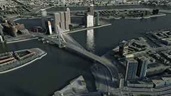 3D version of bridge over water in Rotterdam