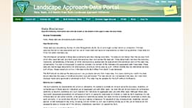 A screenshot of the data disclaimer page of the BLM Landscape Approach Data Portal 