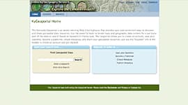 The home page of Kentucky Geography Network featuring a search bar and registration links