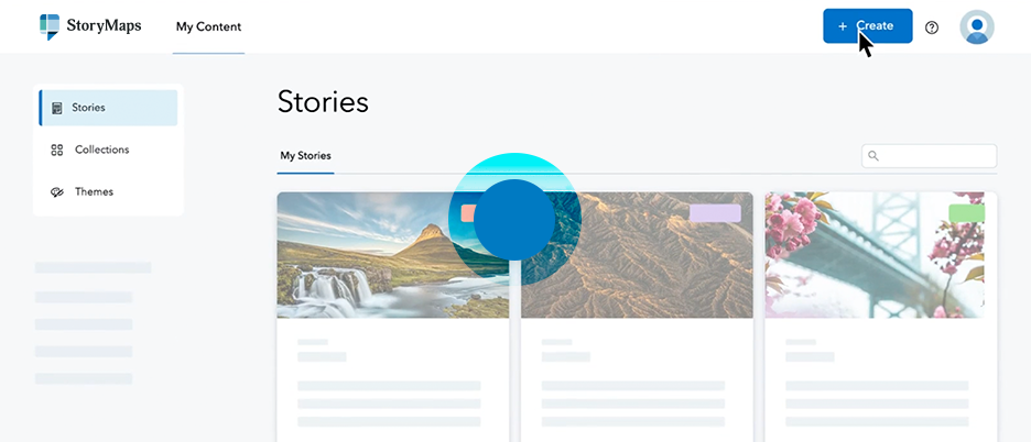 An illustration of the StoryMaps My Content user interface.