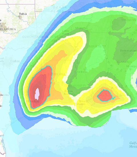 Carte affichant les dommages causés par les ouragans et les cyclones