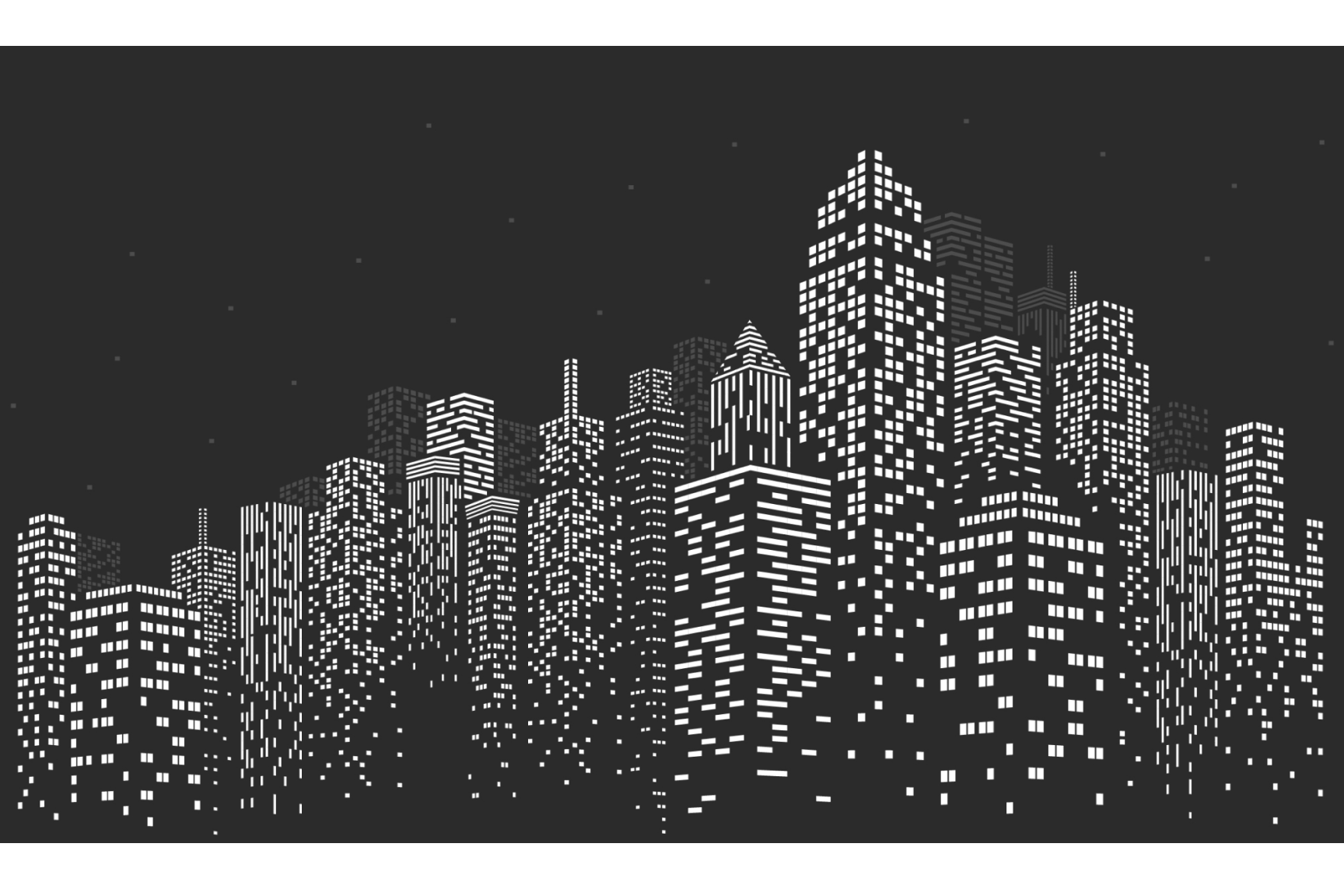 black and white silhouette of a city skyline