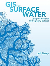 A light blue book cover of GIS for Surface Water
