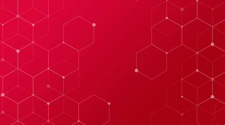 A hexagonal grid in white lines on a gradient red background