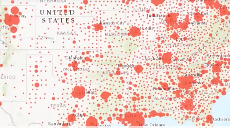A screencap from the featured webinar showing a concentration map with red points on a white