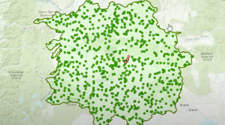 A screencap from the featured video showing a contour map of a coastal area in green