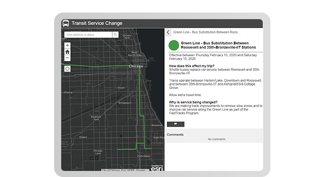 This cell phone image or something like it showing the interface under “Engage Transit Riders” section  