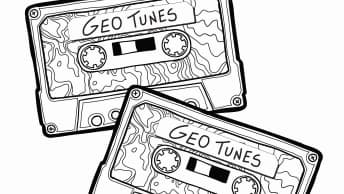Drawing of two cassette tapes, each labeled Geo Tunes