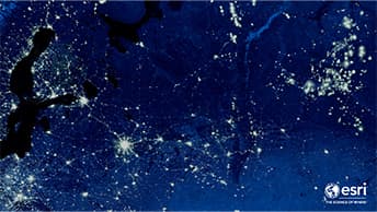 Satellite image of the European continent at night with points of light