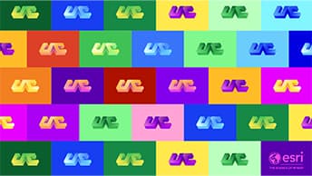Mutiple rows of of colored rectangles in a brick pattern with the letters UC in each one