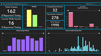Dashboard with numbers and charts of demographics