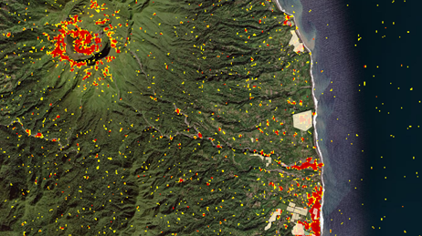ARIA Damage Proxy Map, La Soufriere Eruption - 4/12/2021